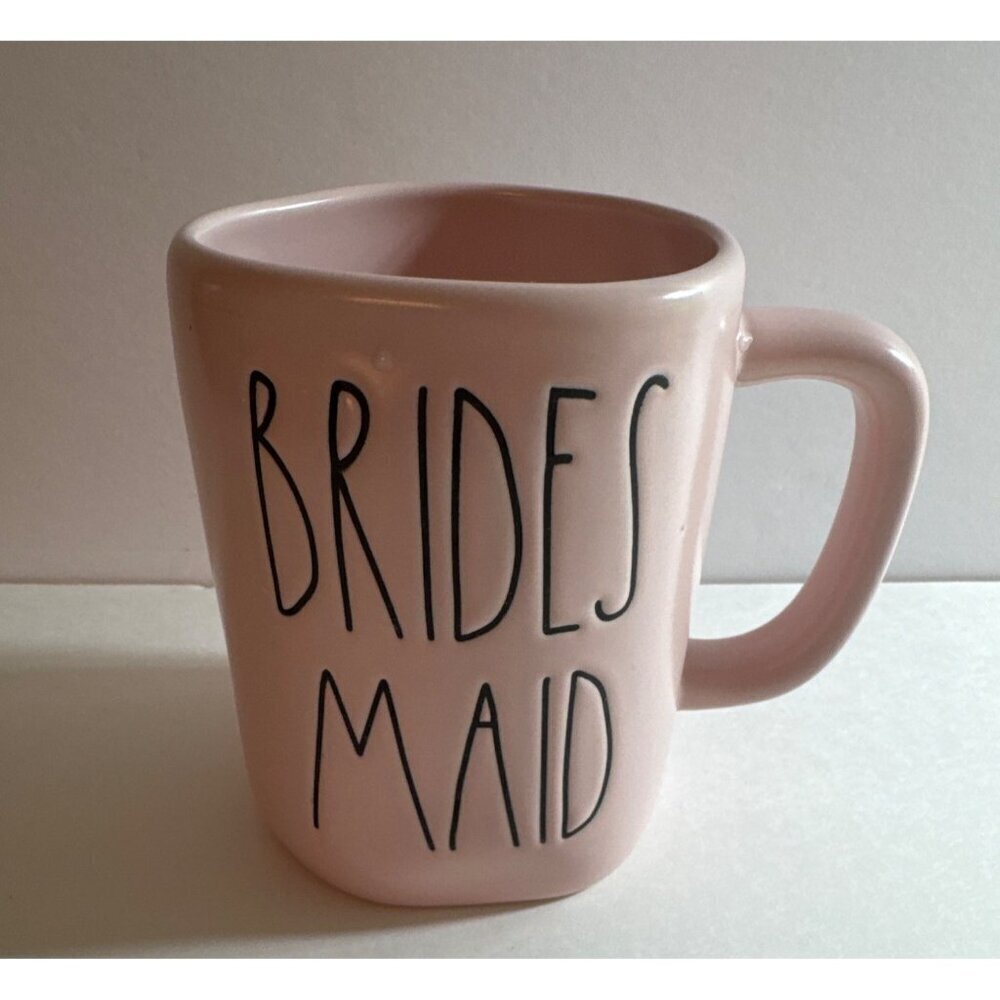 Rae Dunn Bridesmaid Mug Pink Ceramic Artisan Collection (Note tiny dot)